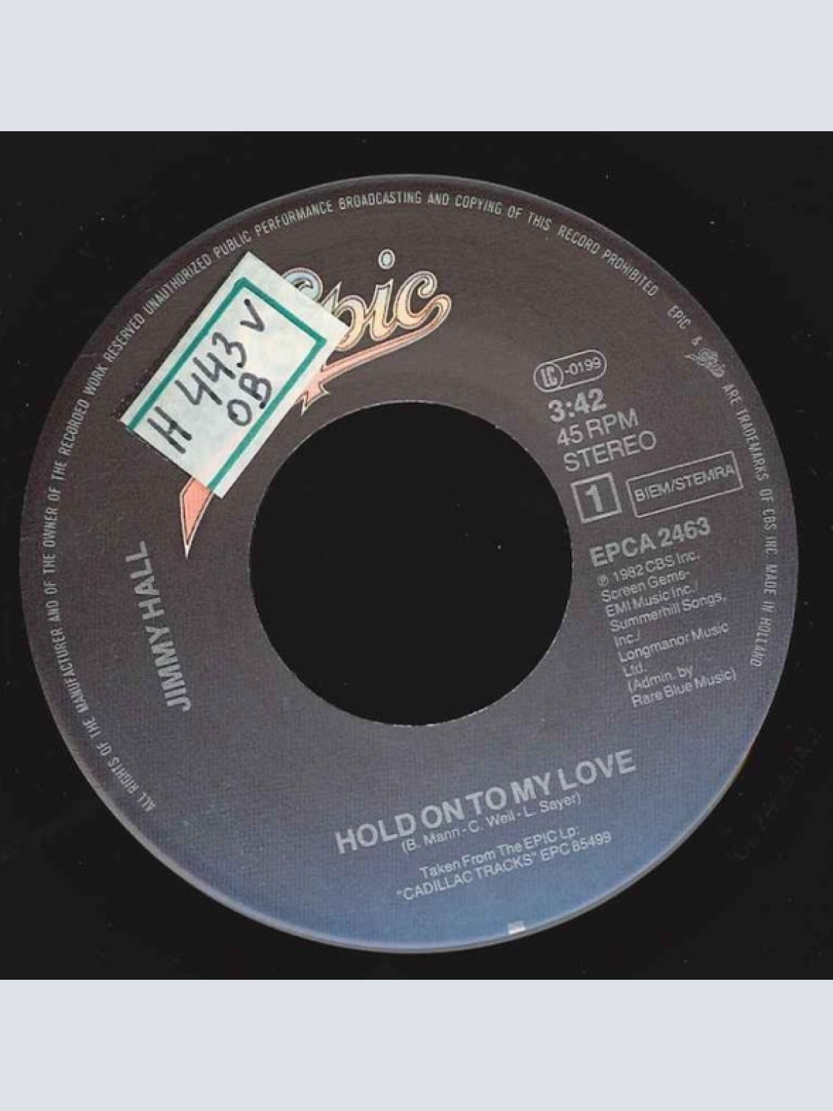 Vinyl / Jimmy Hall - Hold On To My Love