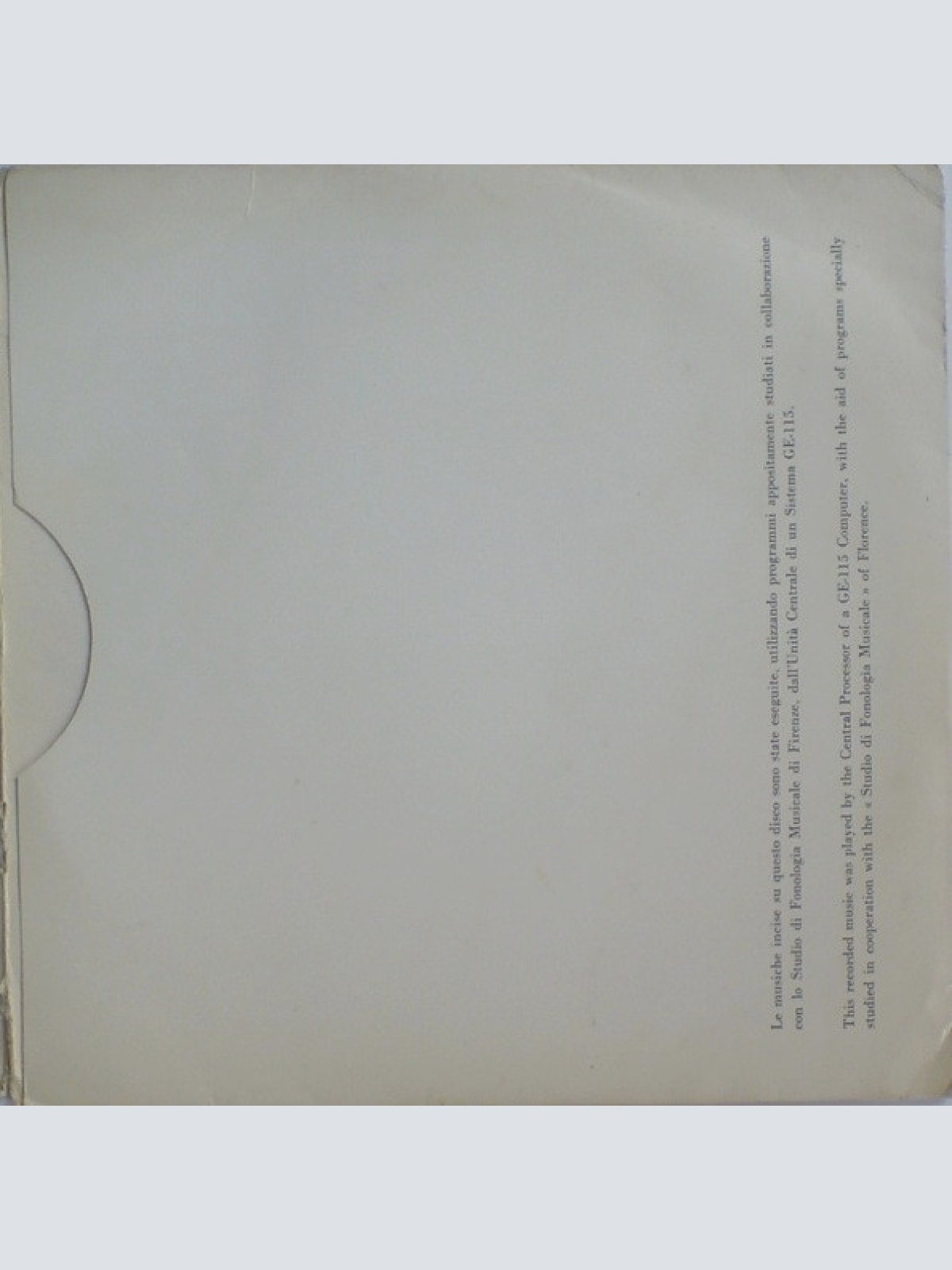 Vinyl / Studio Di Fonologia Musicale Di Firenze - GE-115 - Computer Concerto