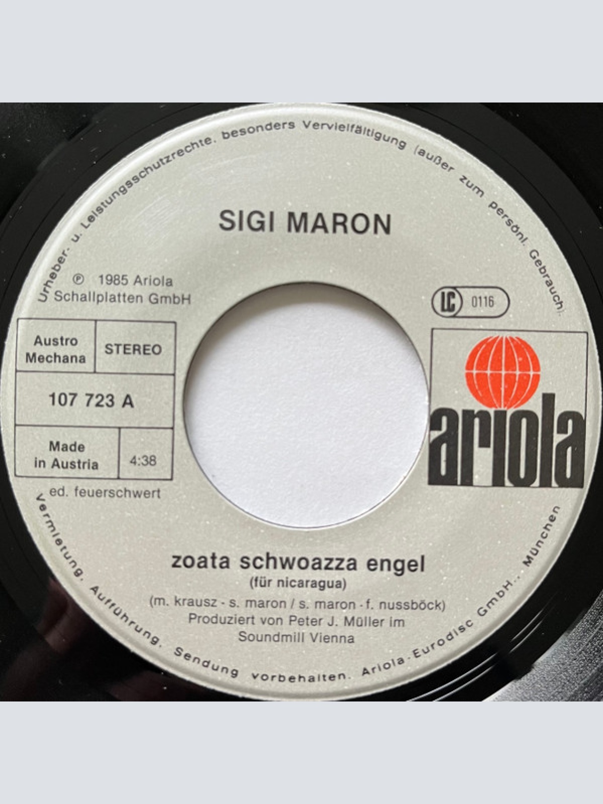 Vinyl / Sigi Maron - Zoata Schwoazza Engel