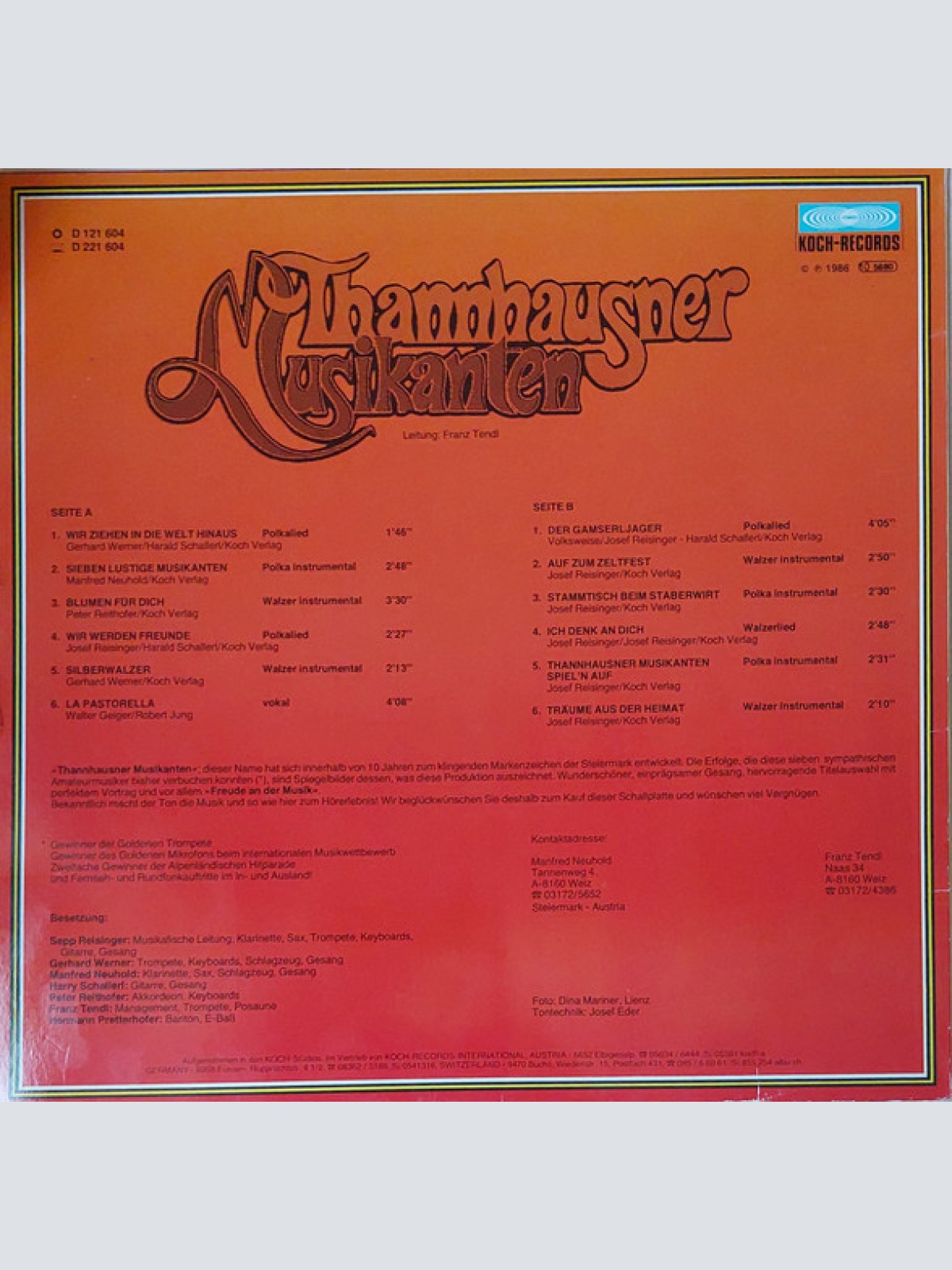 Vinyl / Thannhausner Musikanten - Wir Ziehen In Die Welt Hinaus