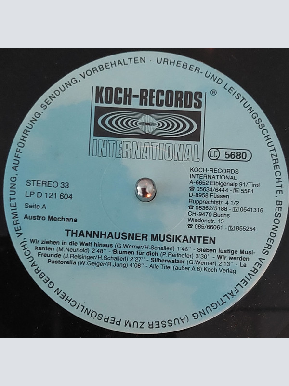 Vinyl / Thannhausner Musikanten - Wir Ziehen In Die Welt Hinaus