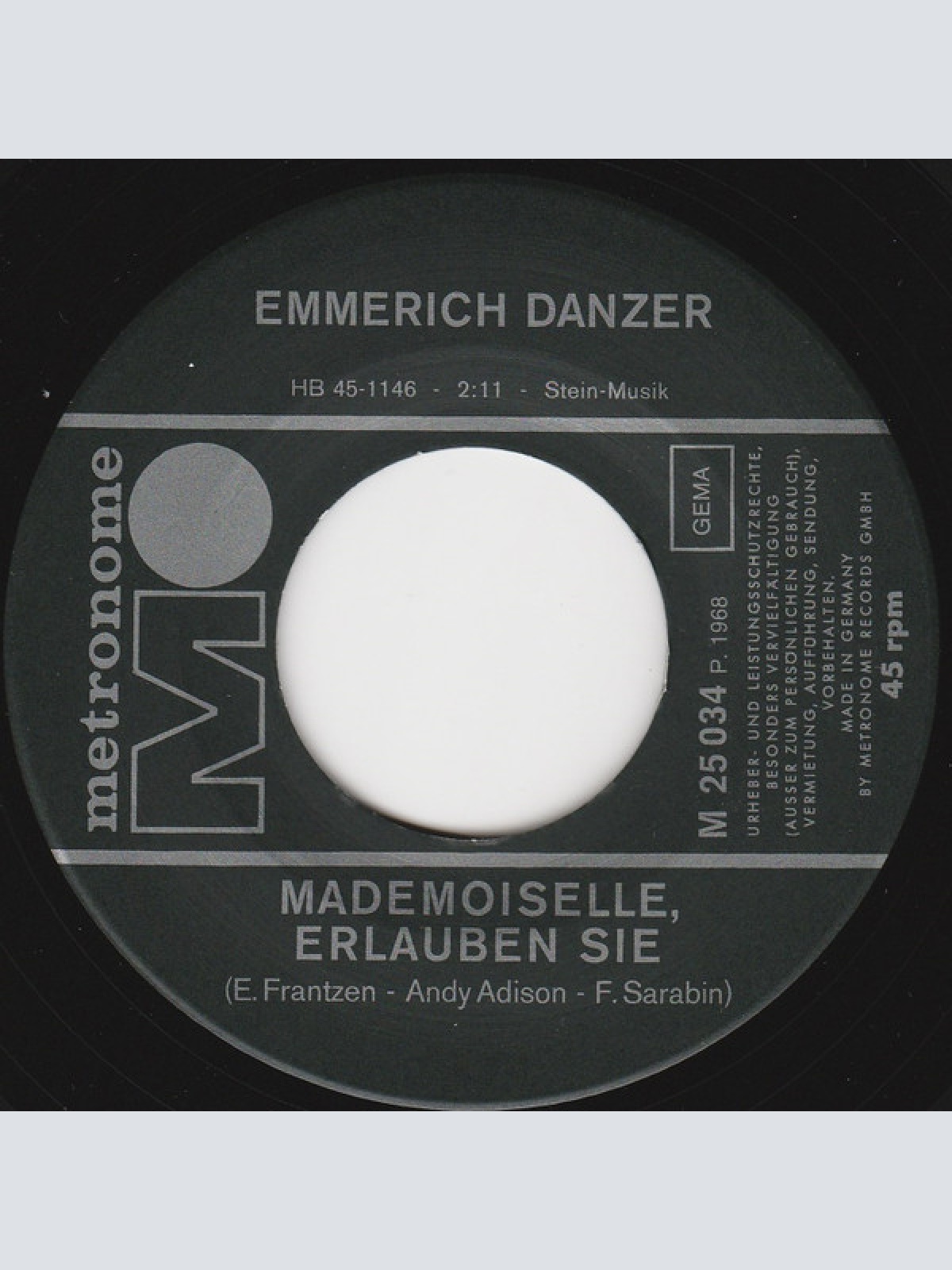 Vinyl / Emmerich Danzer - Mademoiselle, Erlauben Sie / Sag Es Mir