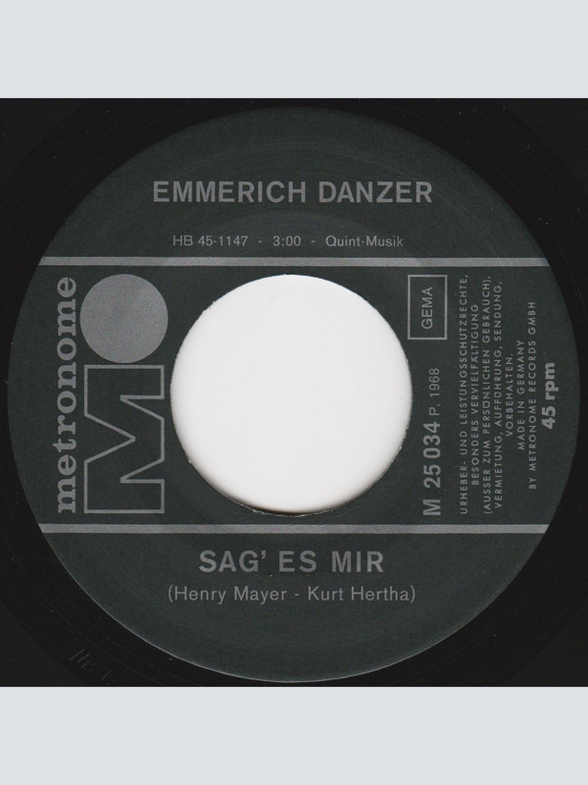 Vinyl / Emmerich Danzer - Mademoiselle, Erlauben Sie / Sag Es Mir