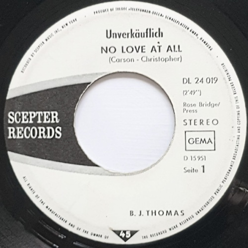 Vinyl / B.J. Thomas - No Love At All / Bridge Over Troubled Water