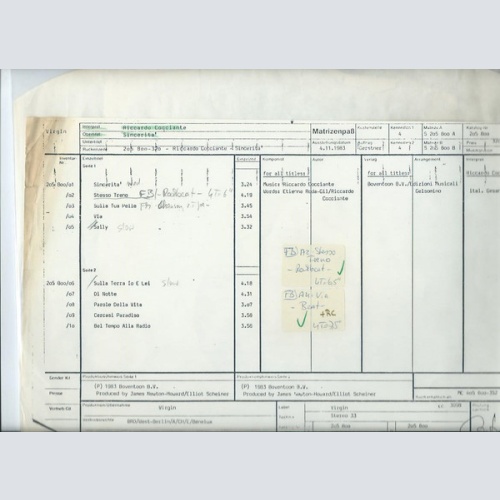 Vinyl / Riccardo Cocciante - Sincerità