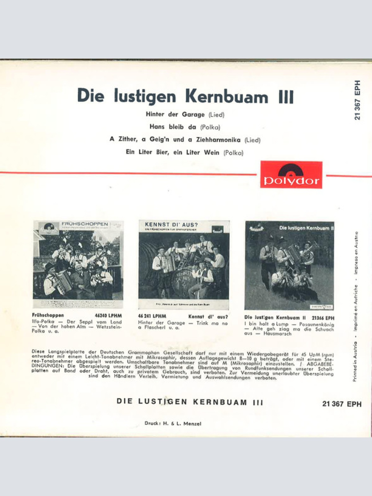 Vinyl / Die Kern Buam - Die Lustigen Kernbuam III