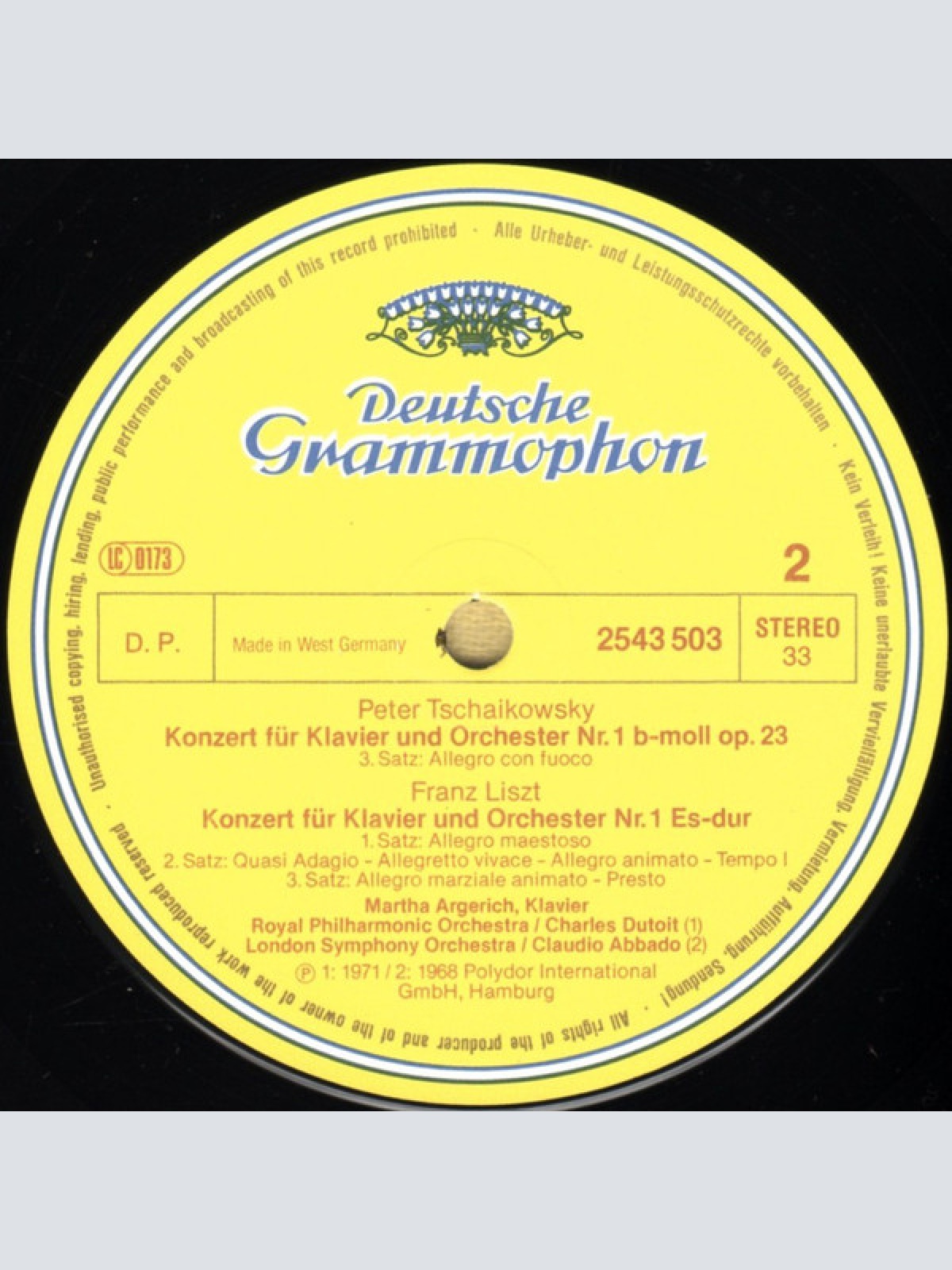 Vinyl / Tschaikowsky* • Liszt* - Martha Argerich, Charles Dutoit, Claudio Abbado - Klavierkonzert • Piano Concerto No.1