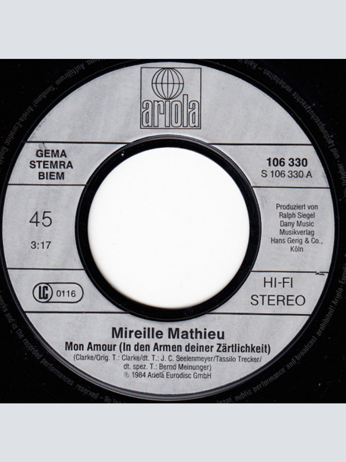 Vinyl / Mireille Mathieu - Mon Amour (In Den Armen Deiner Zärtlichkeit)