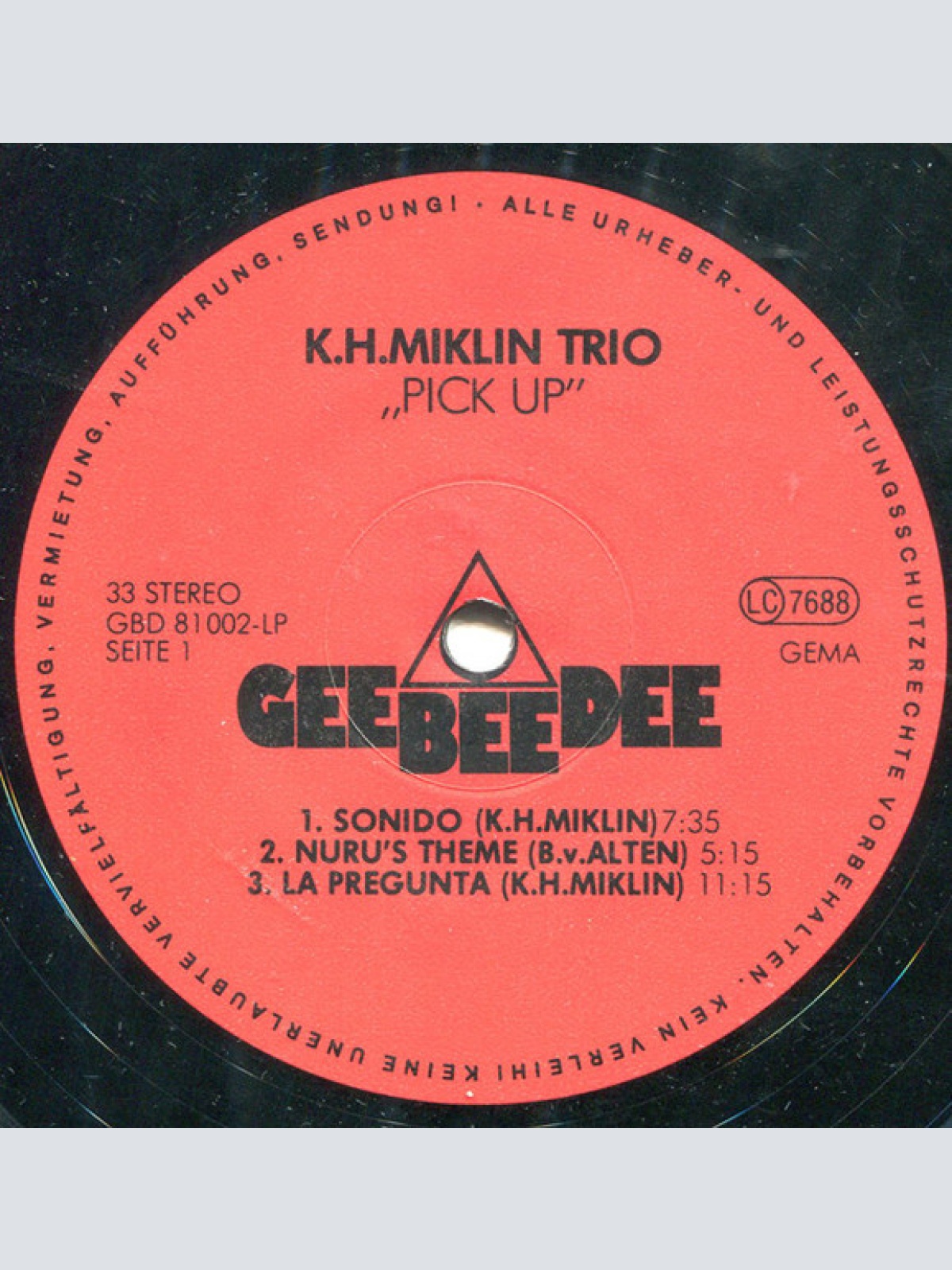 Vinyl / K. H. Miklin Trio* - Pick Up