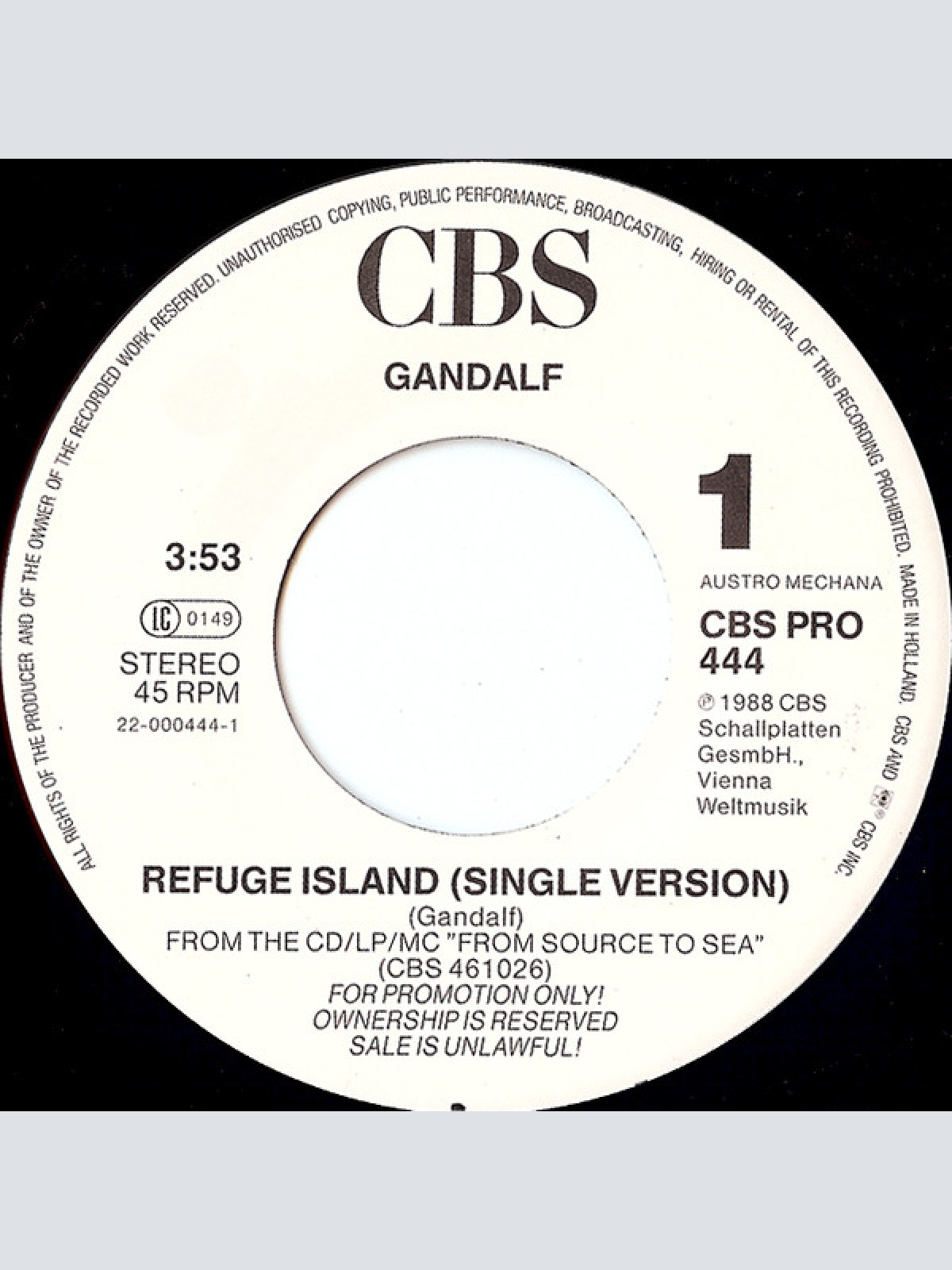 Vinyl / Gandalf - Refuge Island (Single Version)
