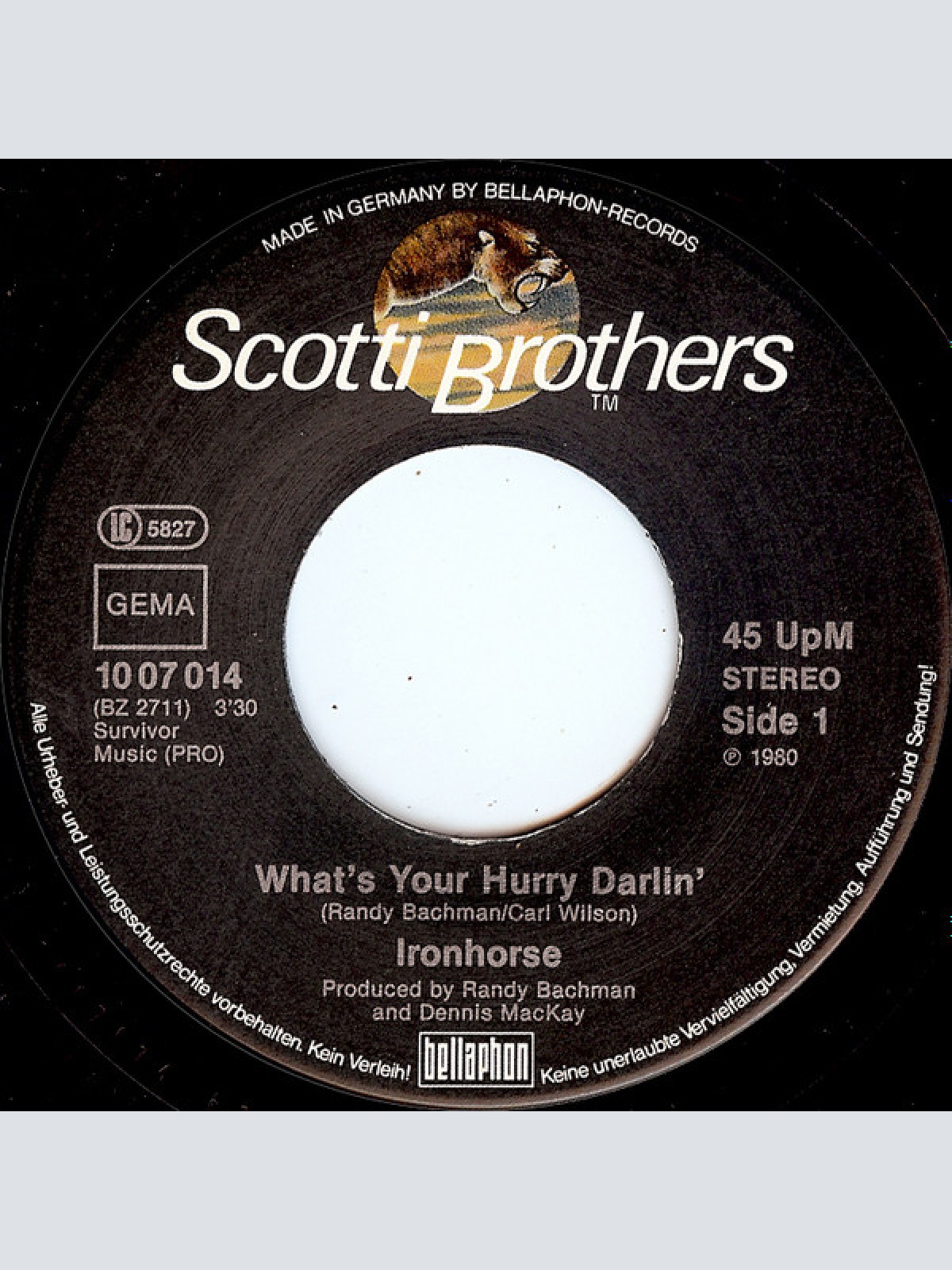 Vinyl / Ironhorse - What's Your Hurry Darlin' / Sweet Lui-Louise