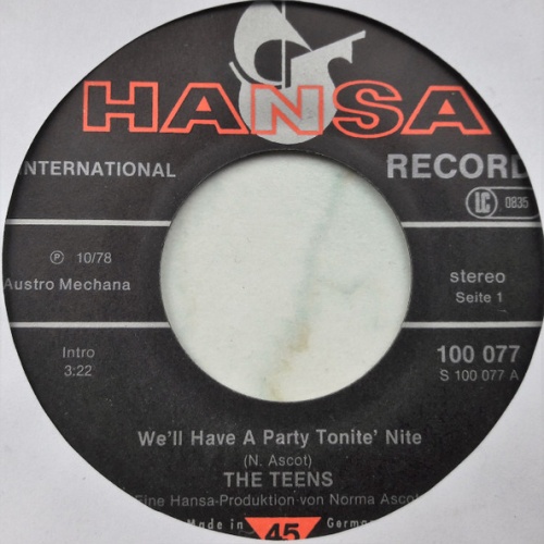 Vinyl / The Teens - We'll Have A Party Tonite 'Nite