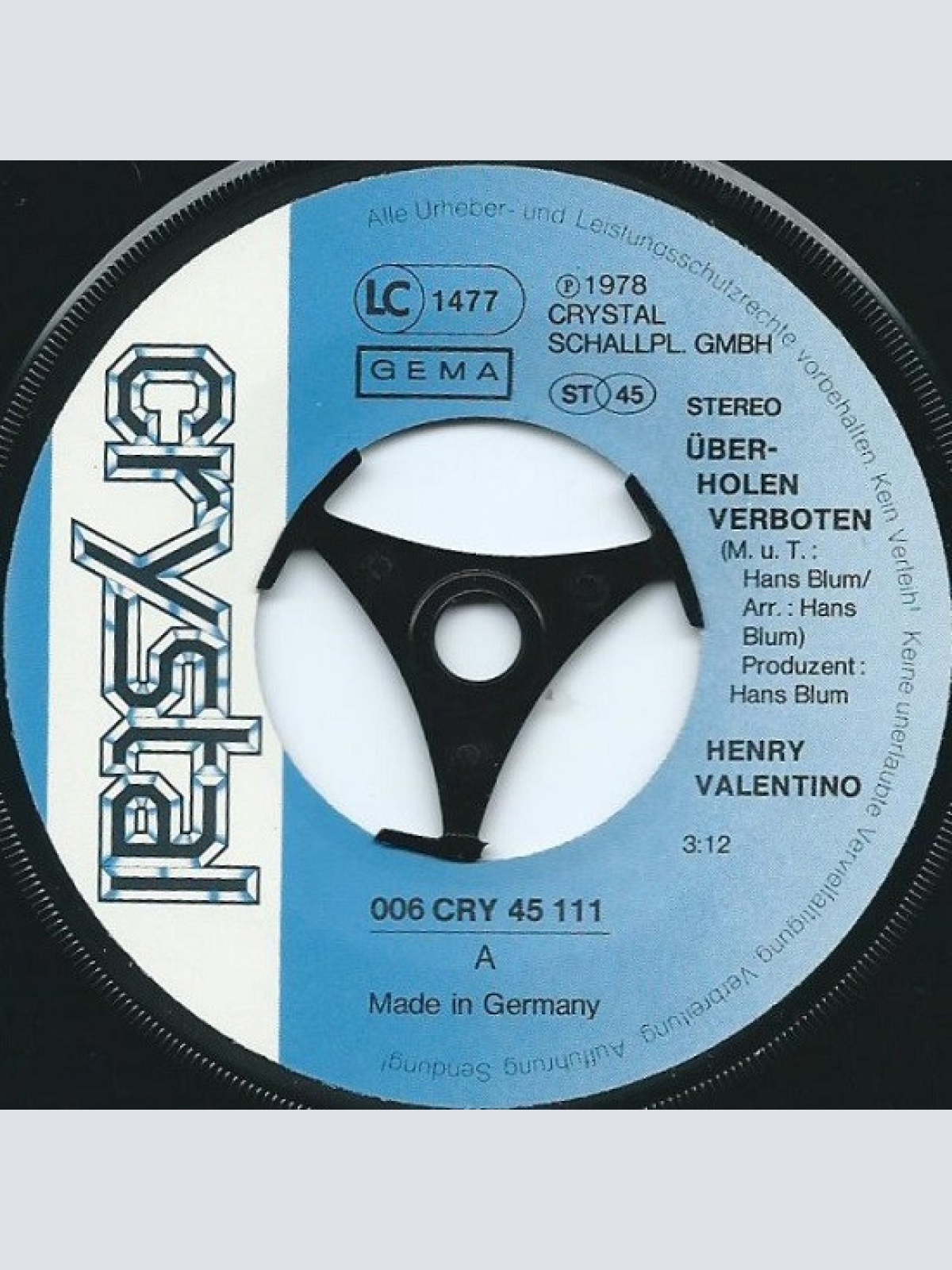 Vinyl / Henry Valentino - Überholen Verboten