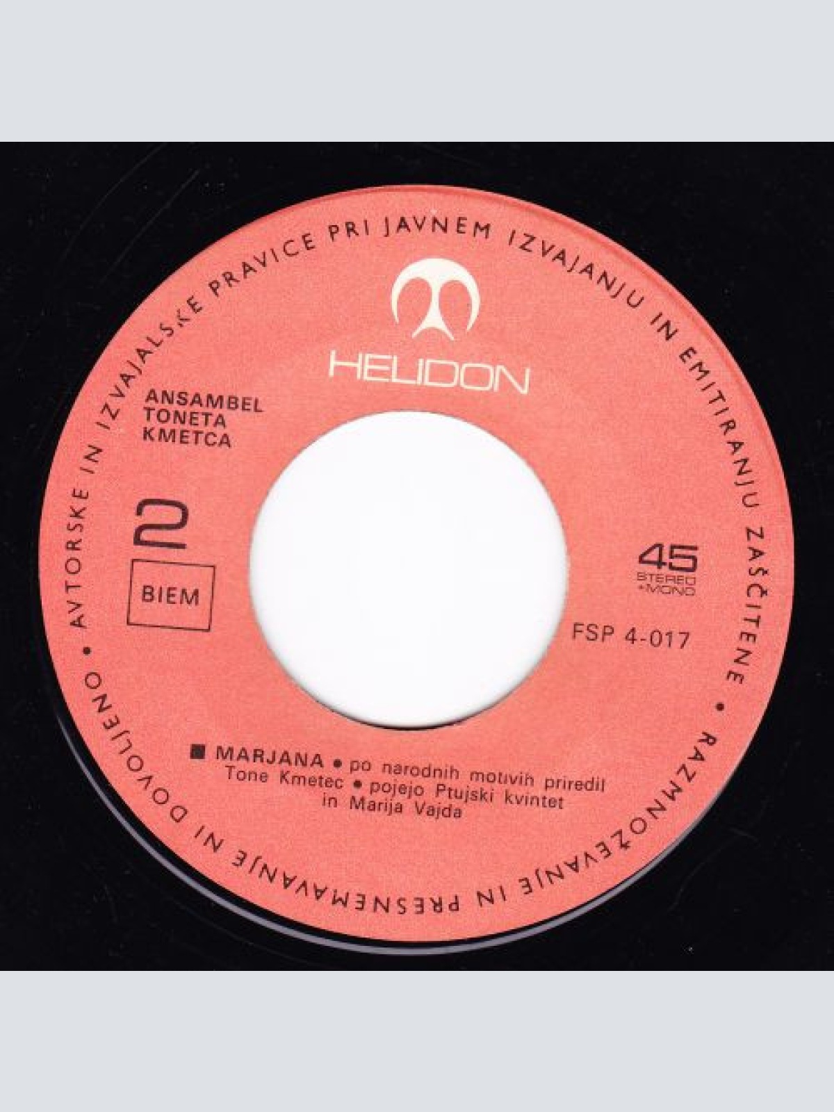 Vinyl / Ansambel Toneta Kmetca - Ljubica Lahko Noč