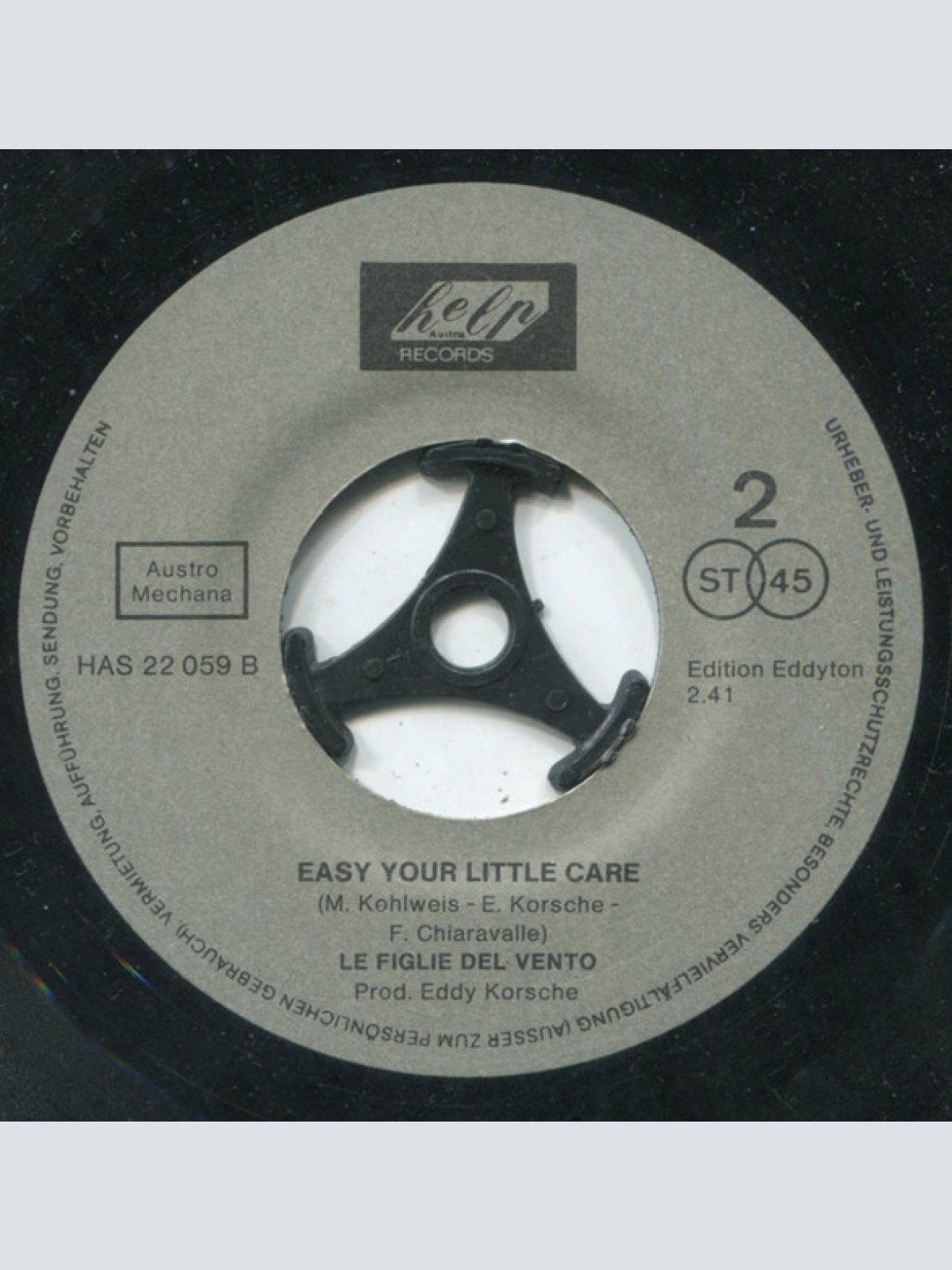 Vinyl / Le Figlie Del Vento - Ease Your Little Care / I Love You Cicati Cikà