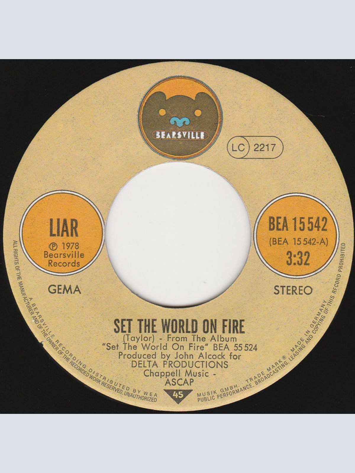 Vinyl / Liar (3) - Set The World On Fire