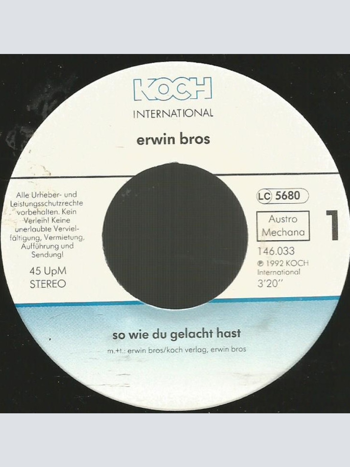 Vinyl / Erwin Bros - So Wie Du G'lachst Hast