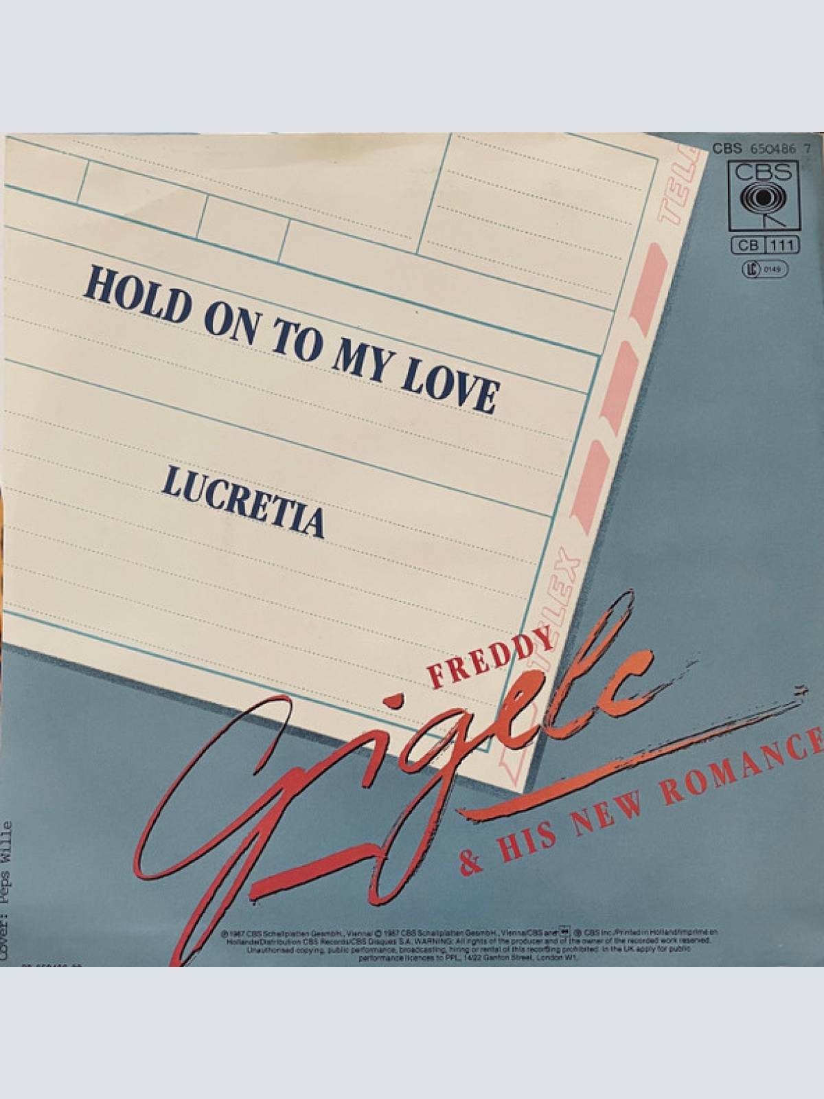 Vinyl / Freddy Gigele & His New Romance - Hold On To My Love / Lucretia