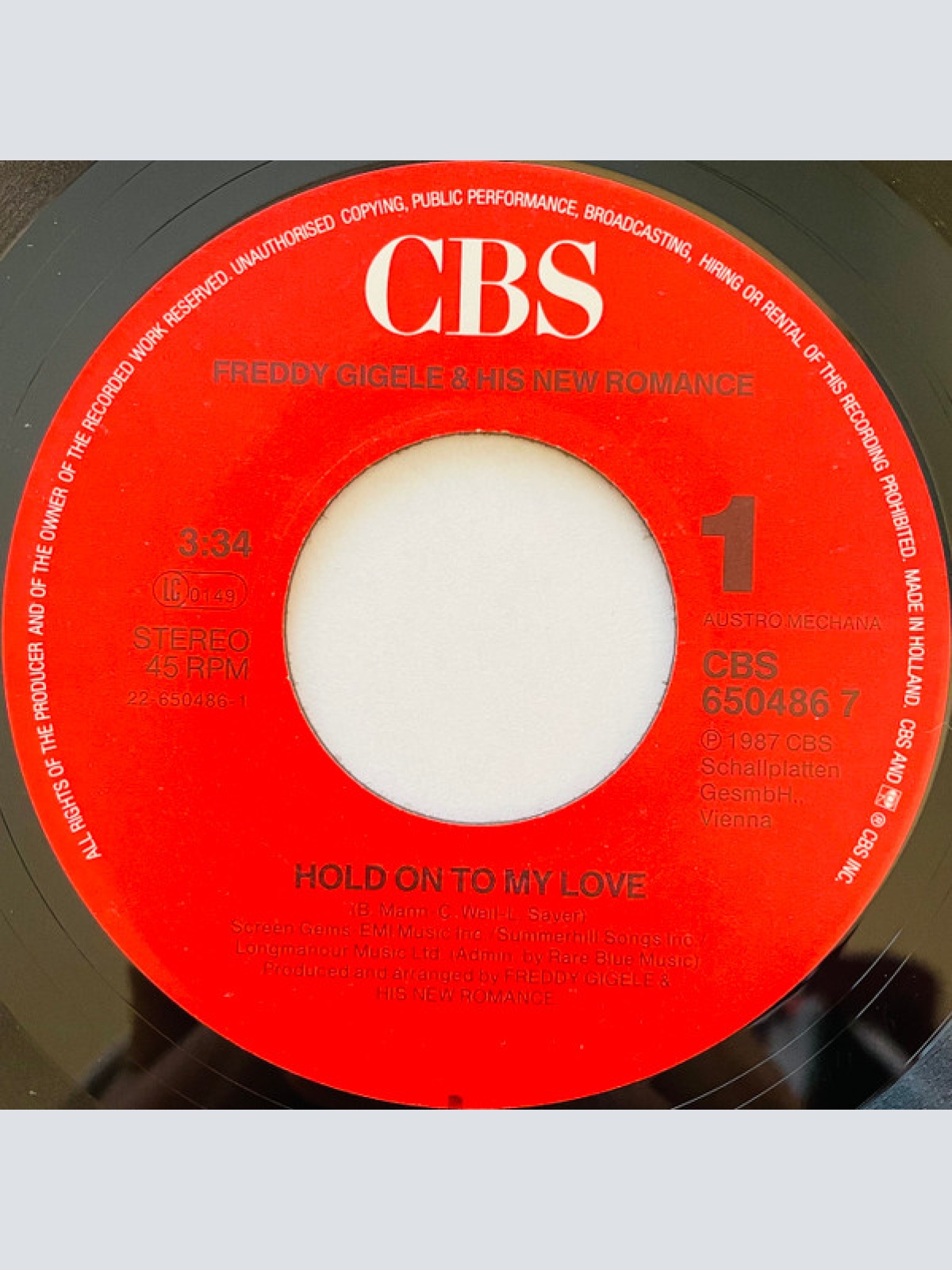 Vinyl / Freddy Gigele & His New Romance - Hold On To My Love / Lucretia