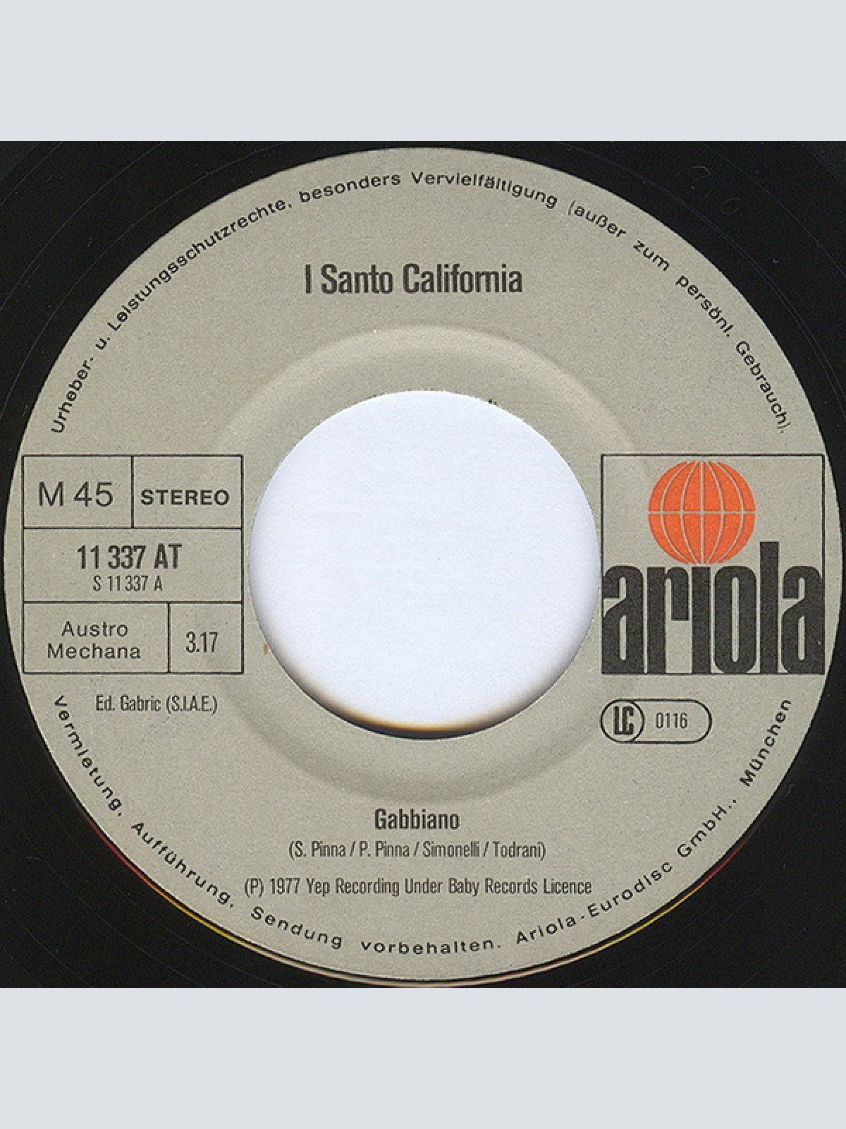 Vinyl / I Santo California - Gabbiano