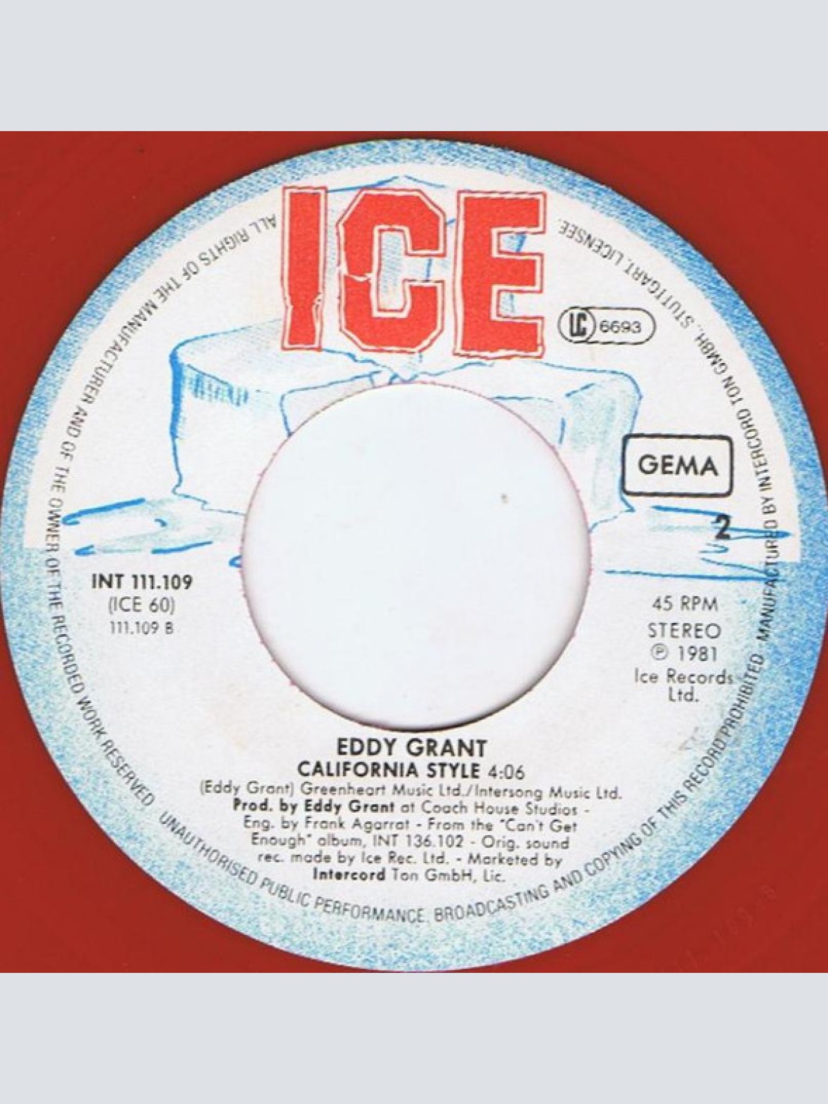 Vinyl / Eddy Grant - Till I Can't Take Love No More