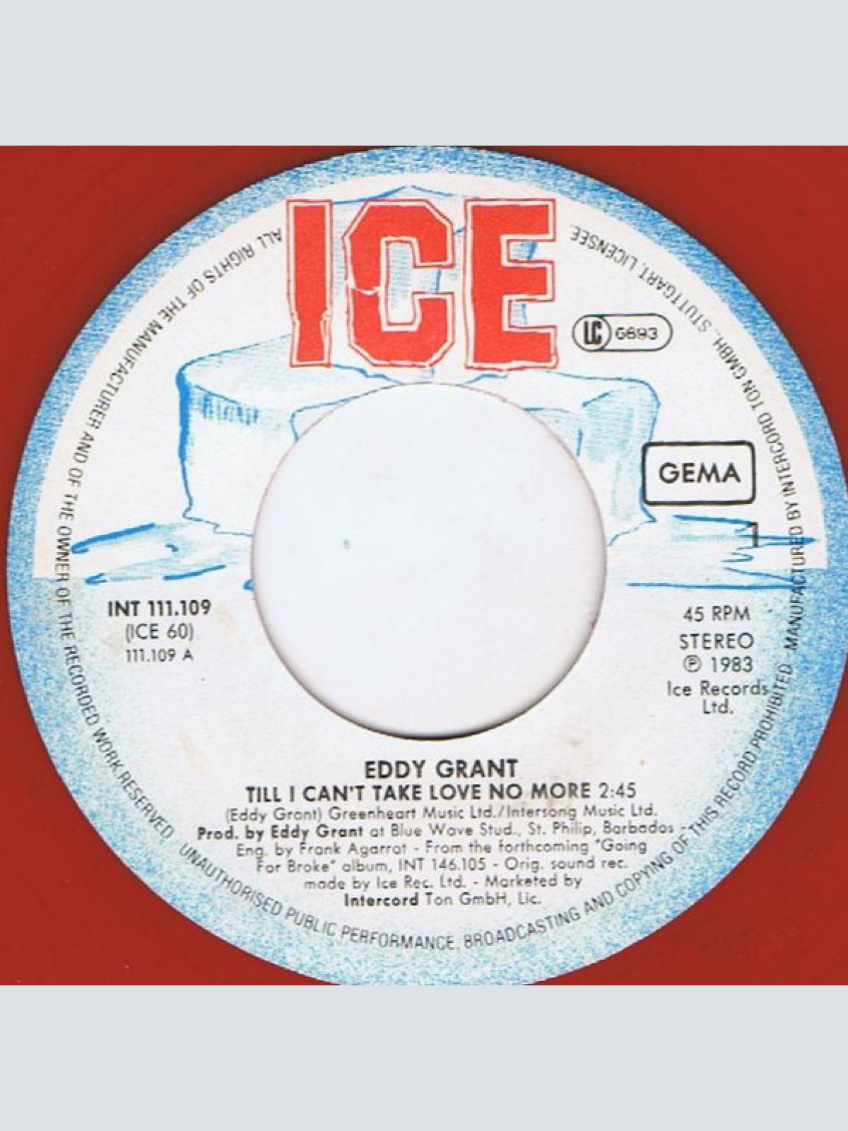 Vinyl / Eddy Grant - Till I Can't Take Love No More