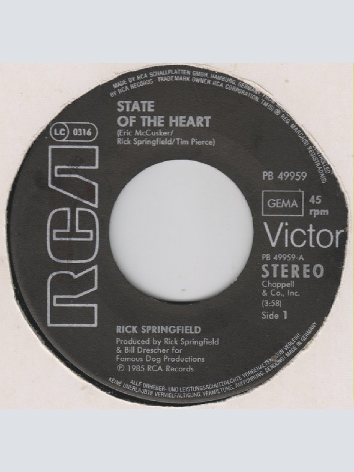 Vinyl / Rick Springfield - State Of The Heart