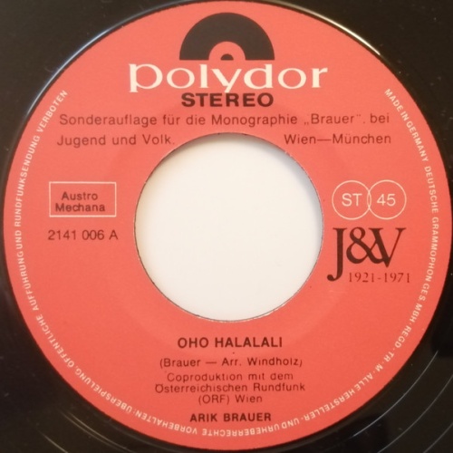 Vinyl / Arik Brauer - Oho Halalali / Wie Ein Hund