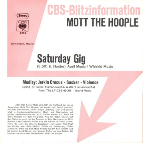 Vinyl / Mott The Hoople - Saturday Gig