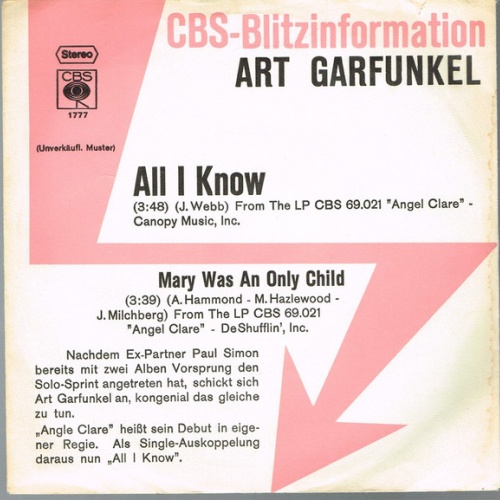 Vinyl / Art Garfunkel - All I Know / Mary Was An Only Child