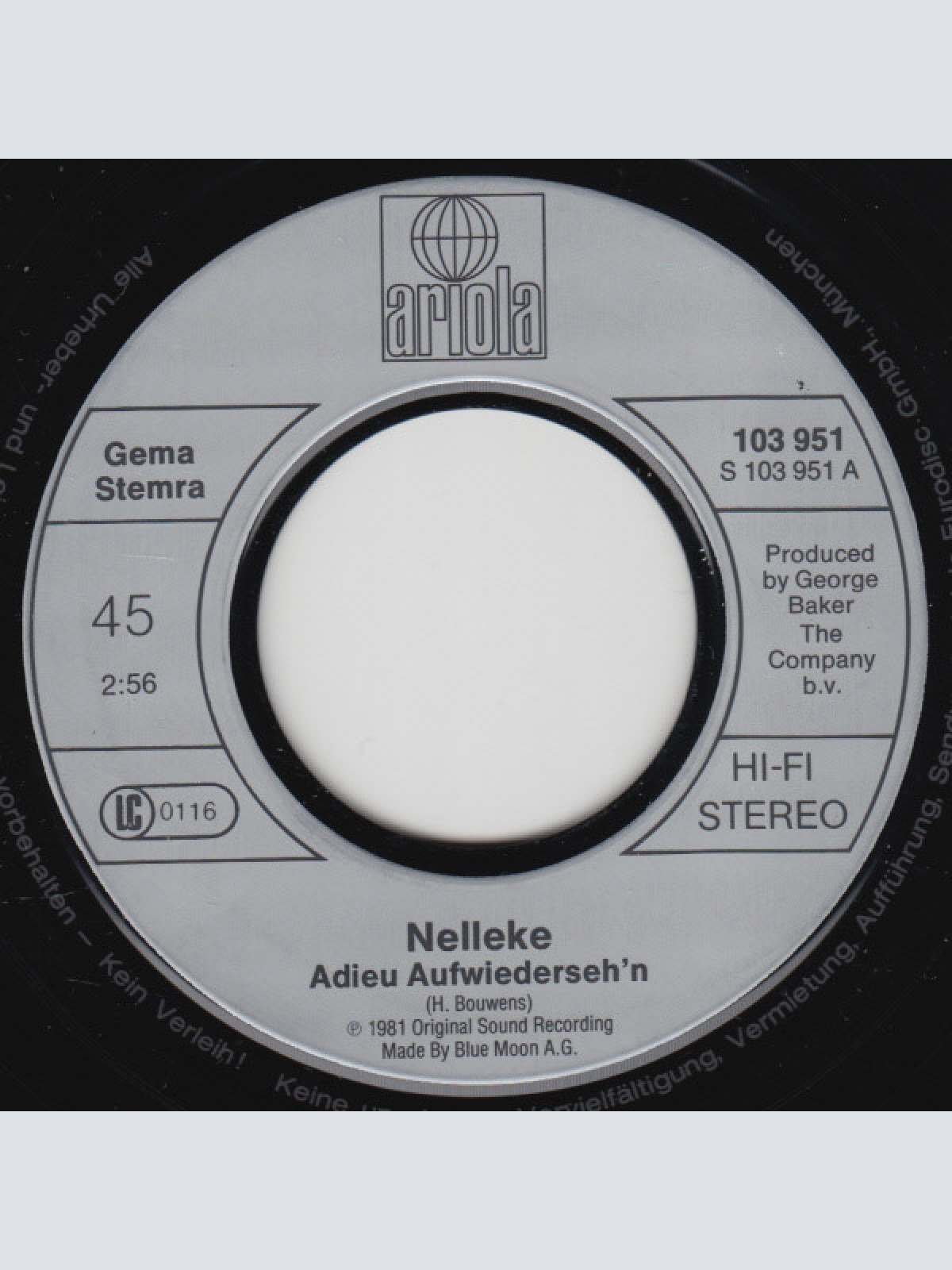 Vinyl / Nelleke - Adieu Auf Wiederseh'n / If I Could Only Dream