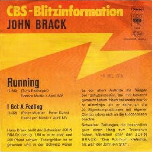 Vinyl / John Brack - Running / I Got A Feeling