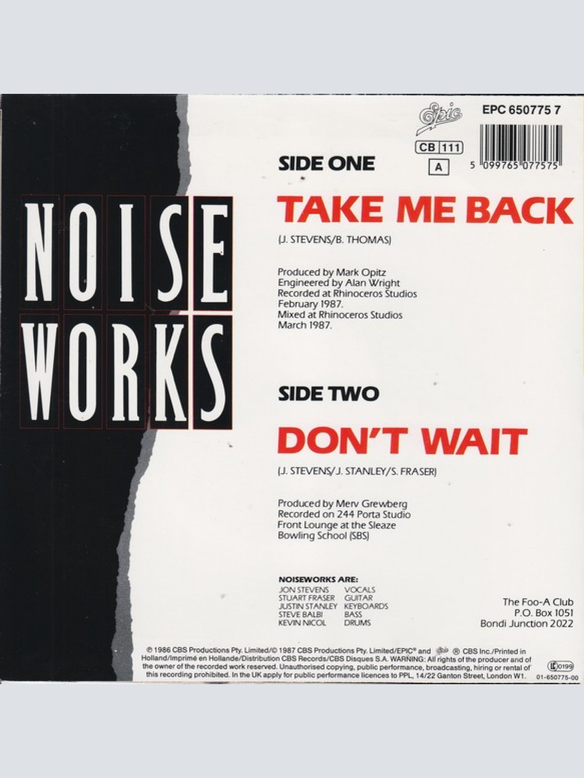 Vinyl / Noiseworks - Take Me Back