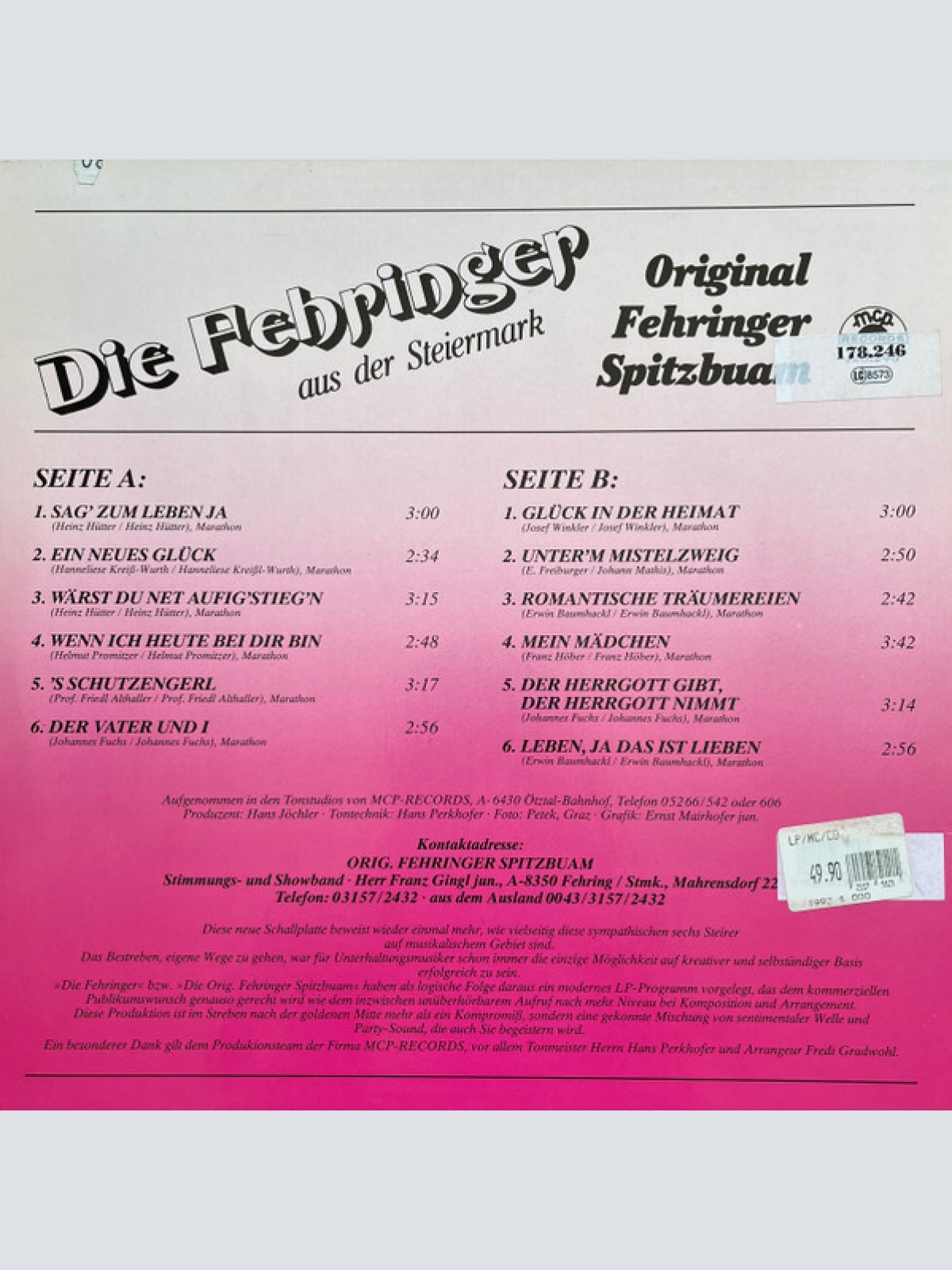 Vinyl / Original Fehringer Spitzbuam* - Sag Zum Leben Ja
