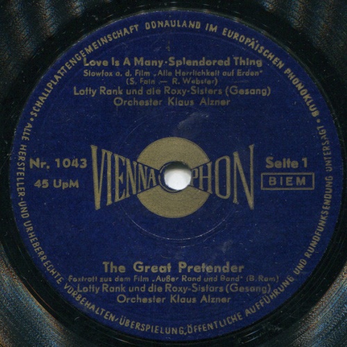 Vinyl / Lotty Rank Und Die Roxy-Sisters - Love Is A Many Splendored Thing / The Great Pretender / Tutti-Frutti / Whatever Will Be