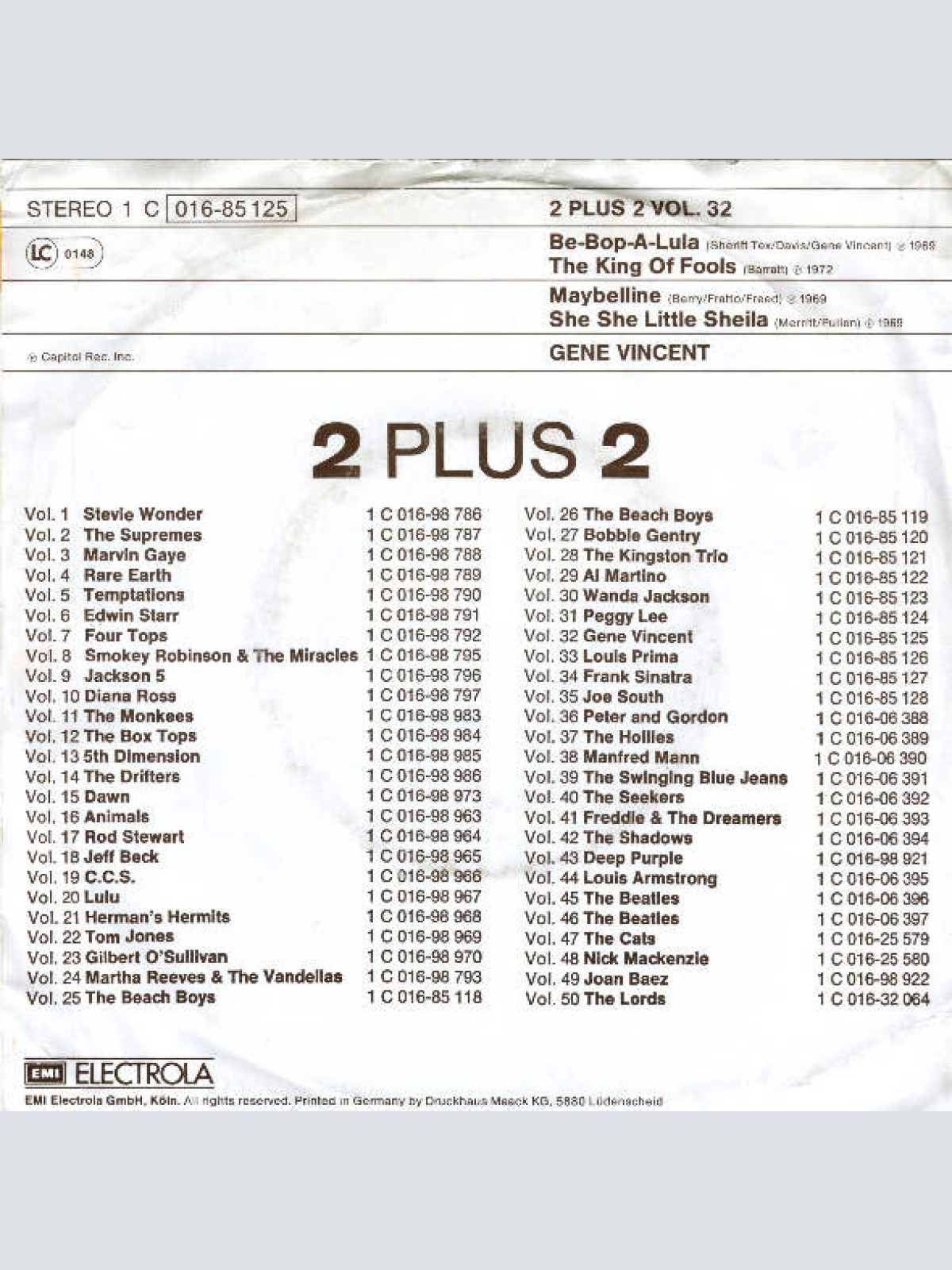 Vinyl / Gene Vincent - Be-Bop-A-Lula / The King Of Fools / Maybelline / She She Little Sheila