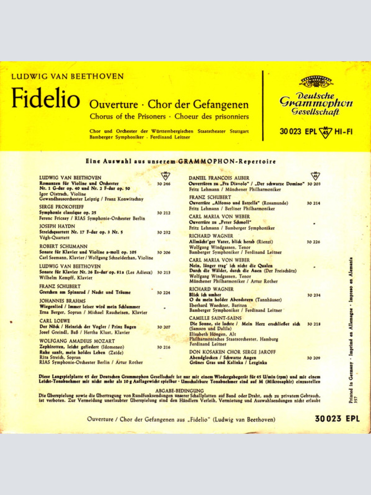 Vinyl / Bamberger Symphoniker - Fidelio (Beethoven)