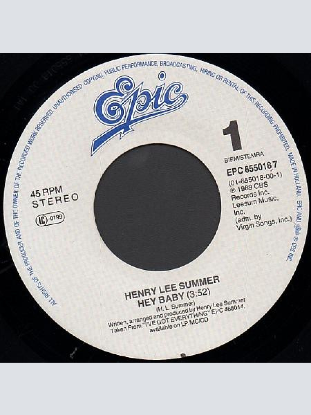 Vinyl / Henry Lee Summer - Hey Baby