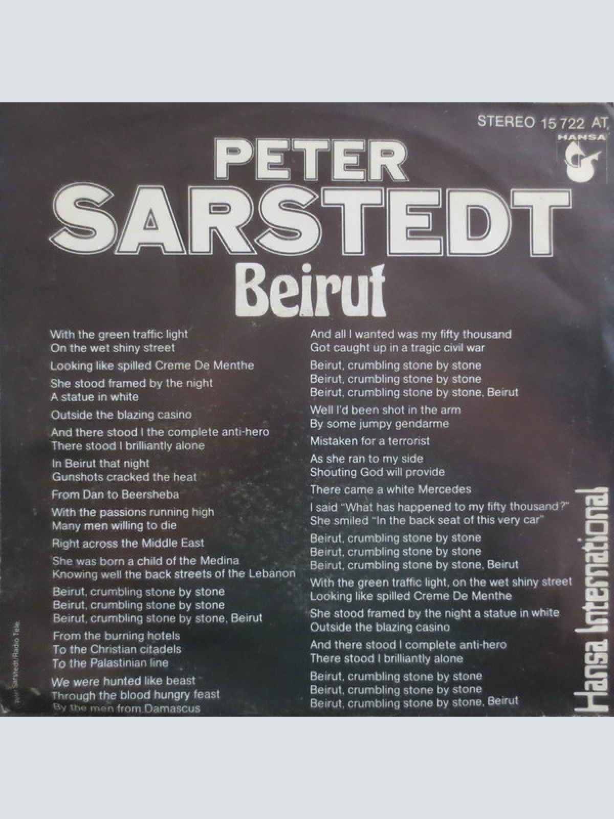 Vinyl / Peter Sarstedt - Beirut