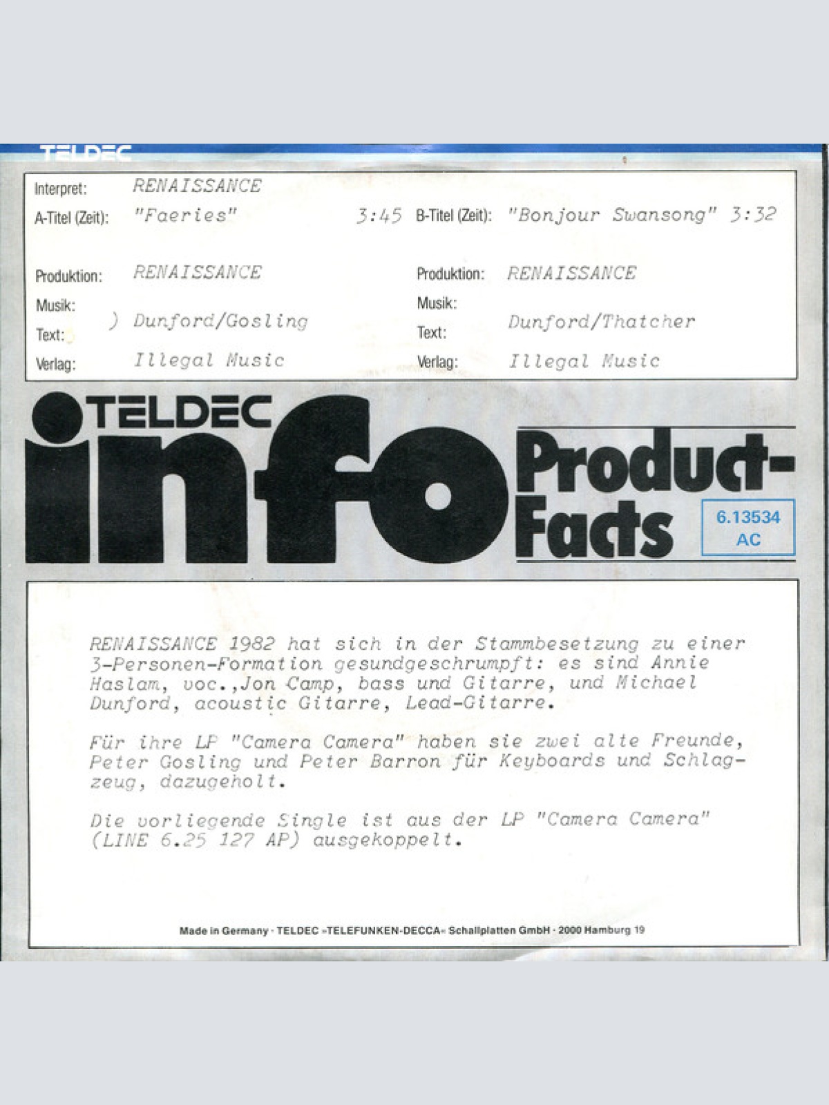 Vinyl / Renaissance (4) - Faeries (Living At The Bottom Of My Garden)