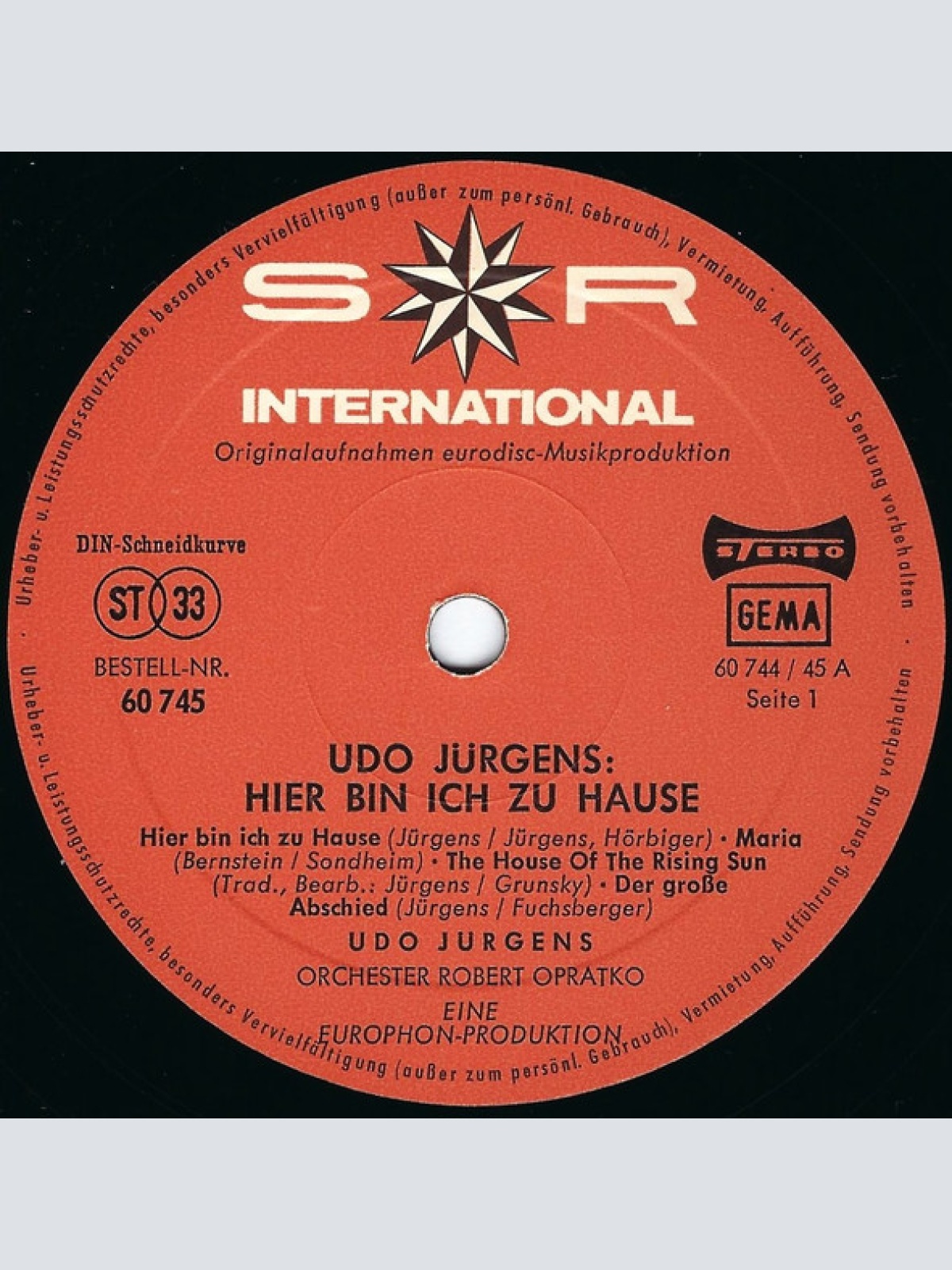 Vinyl / Udo Jürgens - Hier Bin Ich Zu Hause