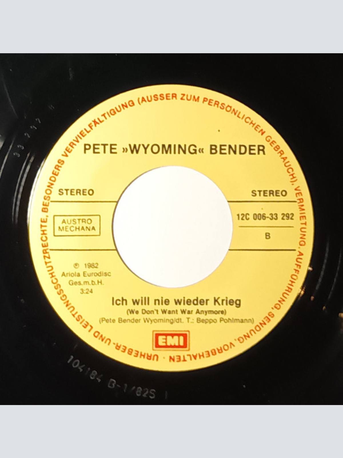 Vinyl / Pete Wyoming Bender - Ich Habe Diese Frau Geliebt