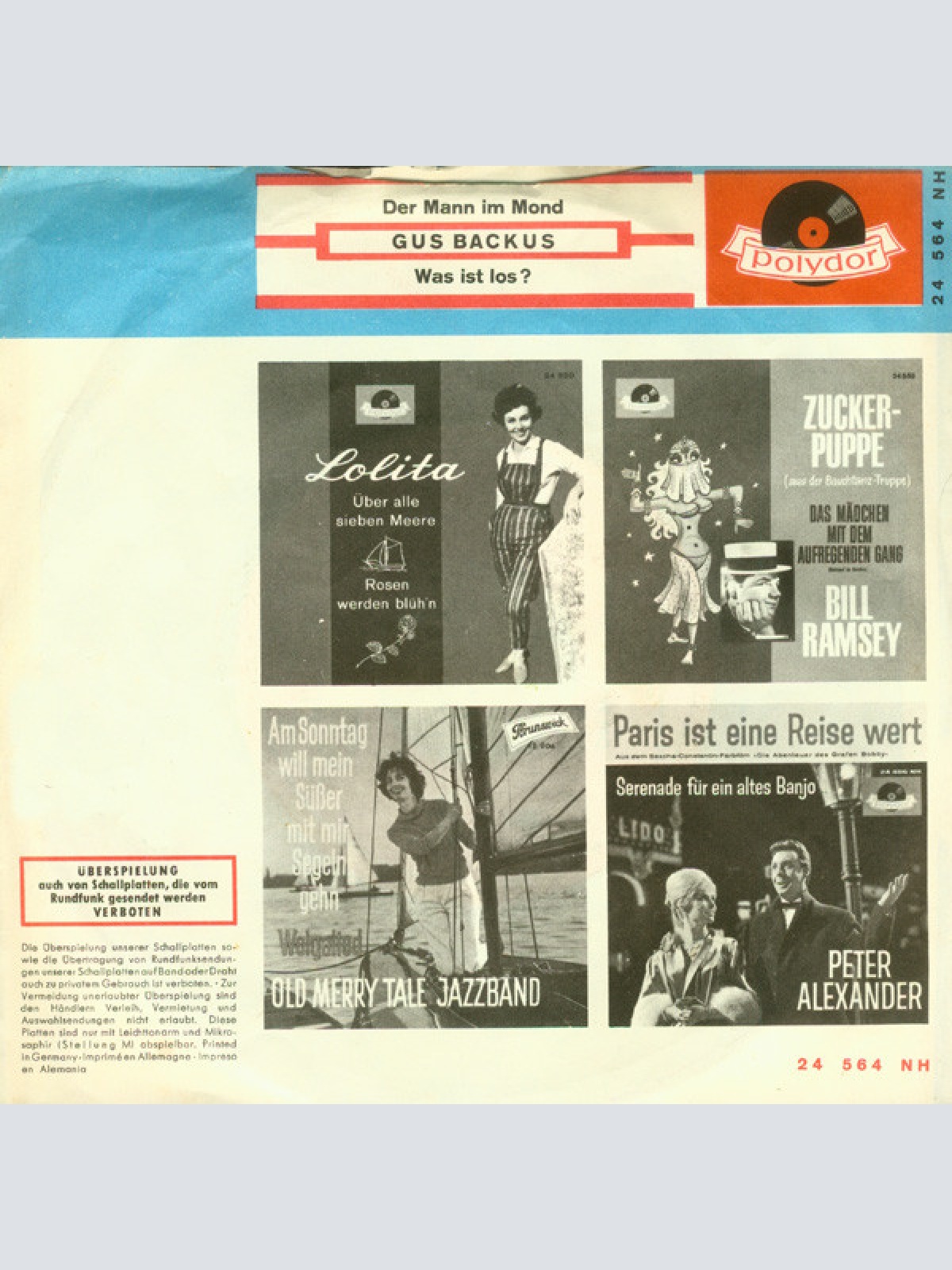 Vinyl / Gus Backus - Der Mann Im Mond / Was Ist Los?