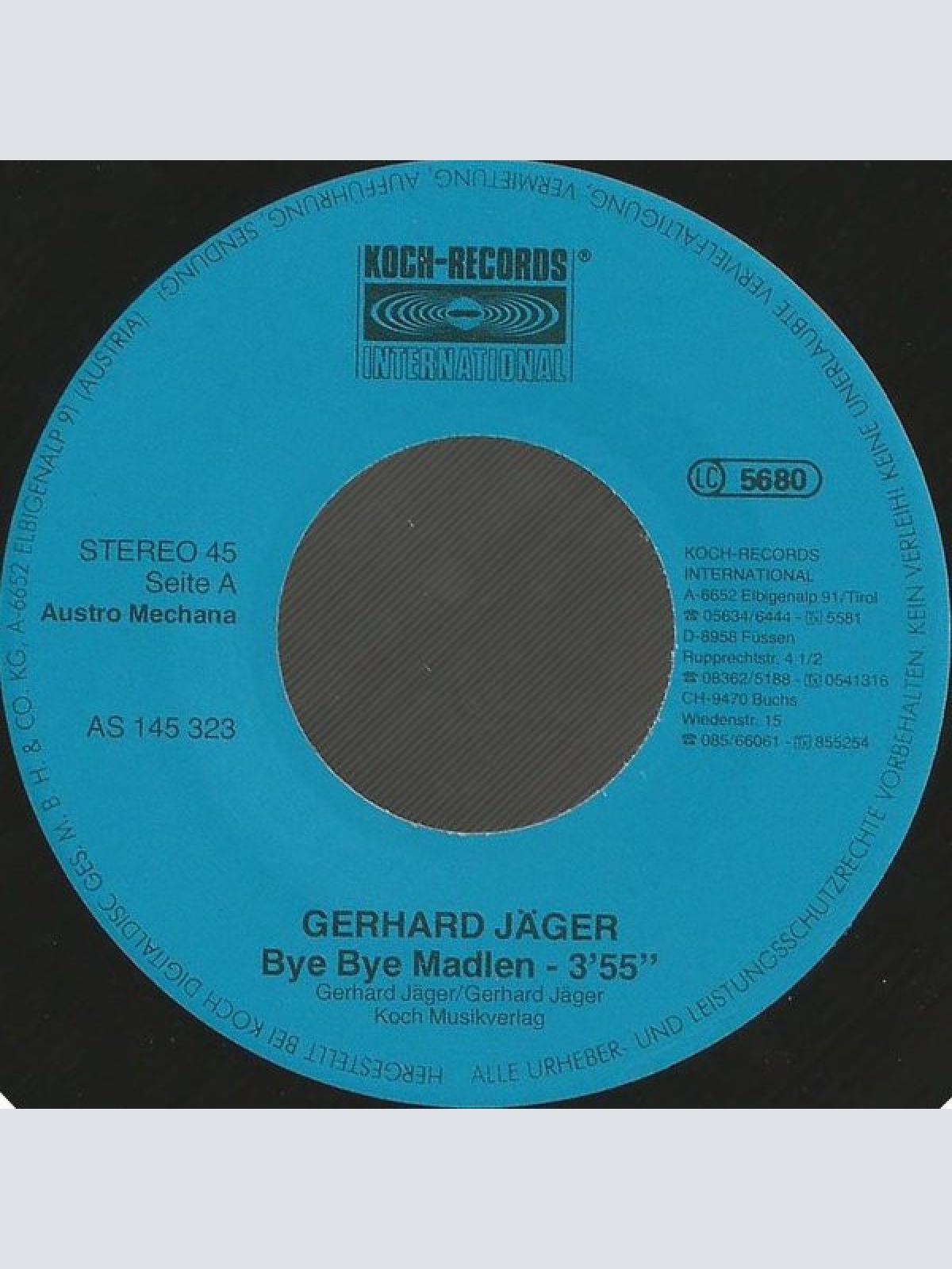 Vinyl / Gerhard Jäger - Bye Bye Madlen