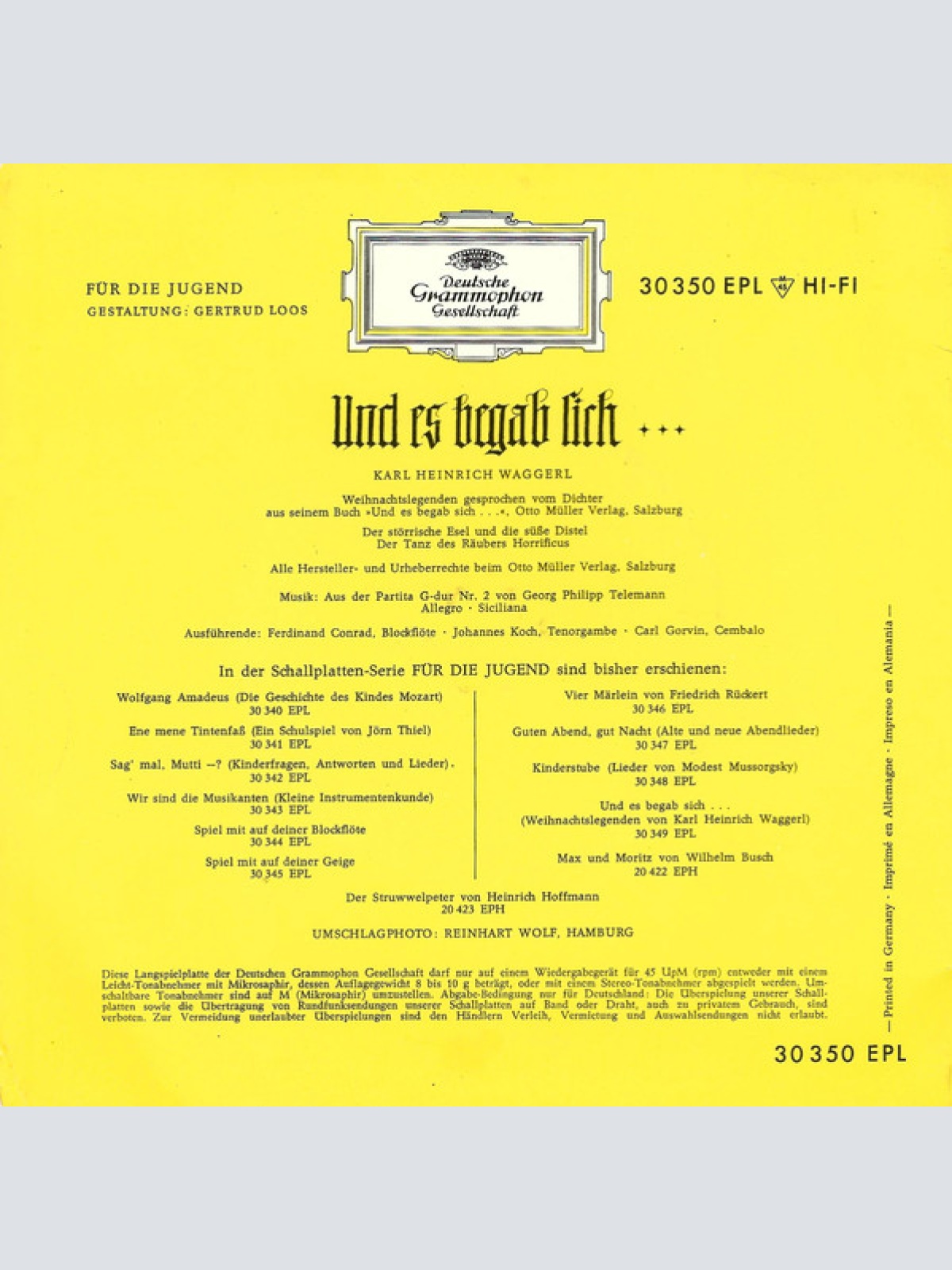 Vinyl / Karl Heinrich Waggerl - Und Es Begab Sich ... II (Weihnachtsmärchen Von Karl Heinrich Waggerl)