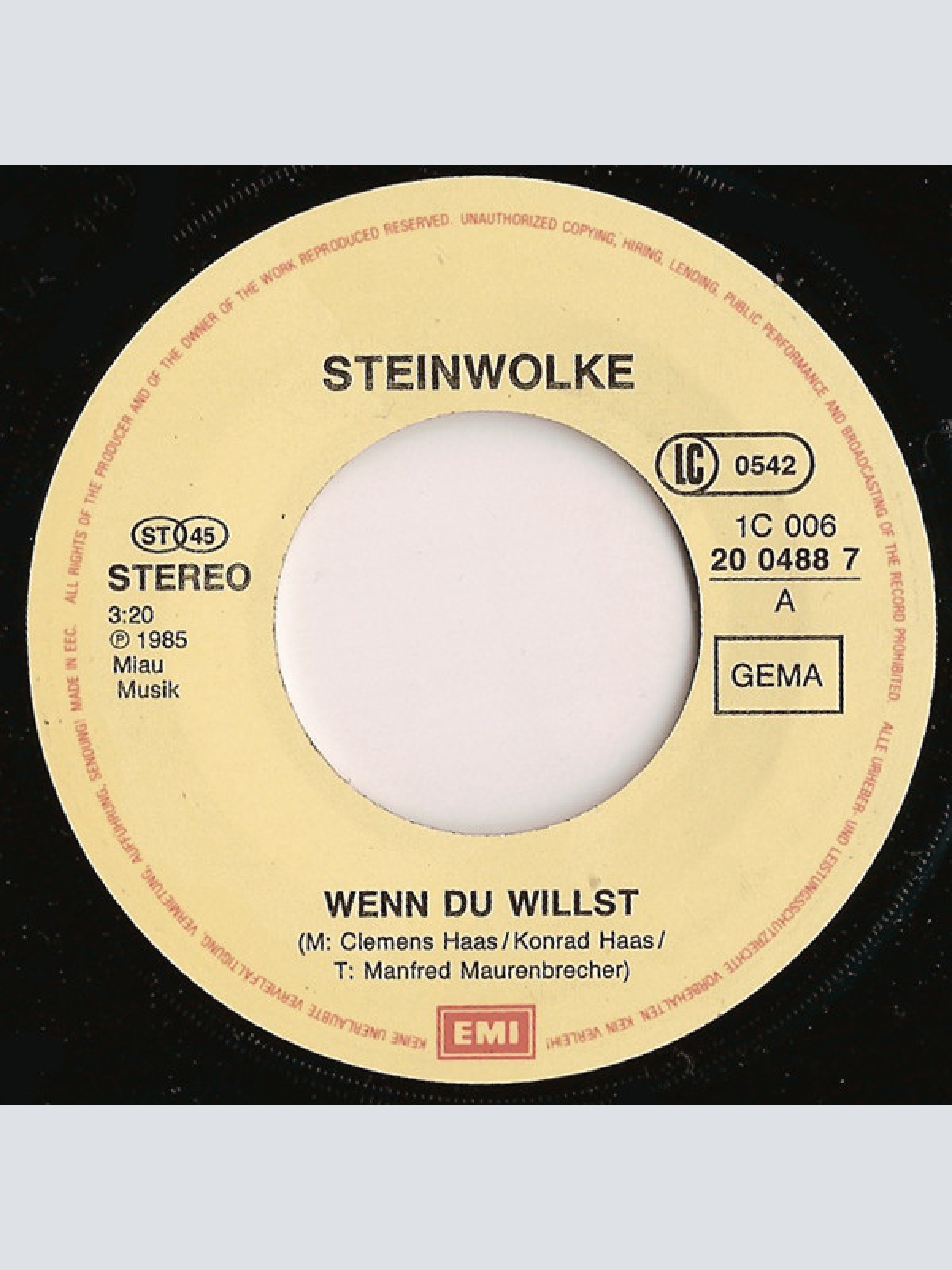Vinyl / Steinwolke - Wenn Du Willst / Immer So Sein