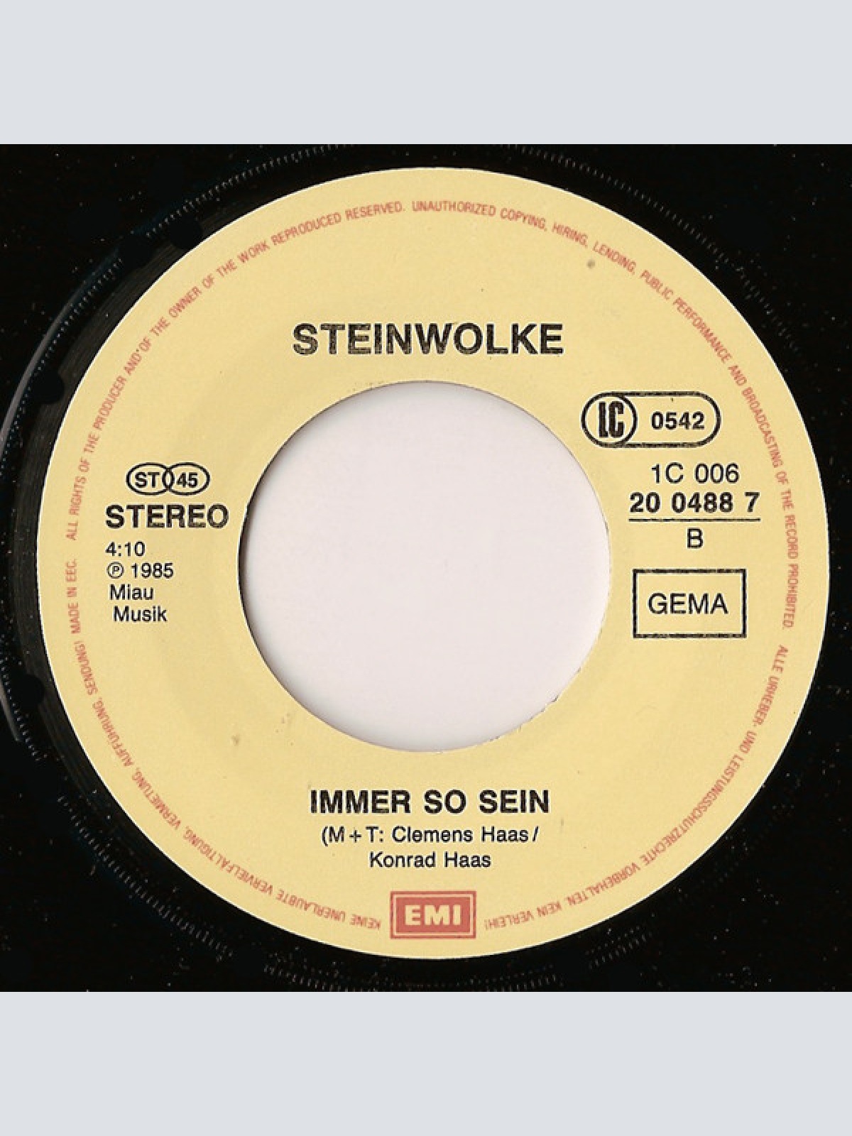 Vinyl / Steinwolke - Wenn Du Willst / Immer So Sein