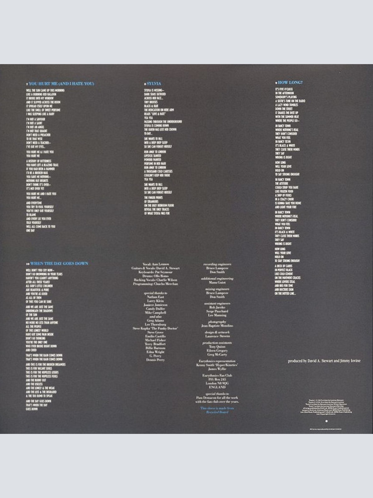 Vinyl / Eurythmics - We Too Are One