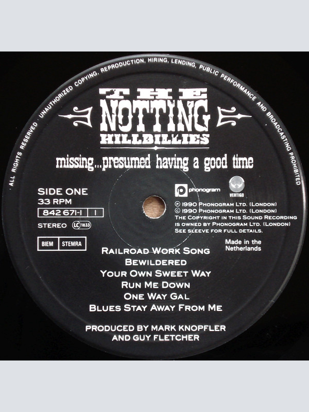 Vinyl / The Notting Hillbillies - Missing...Presumed Having A Good Time