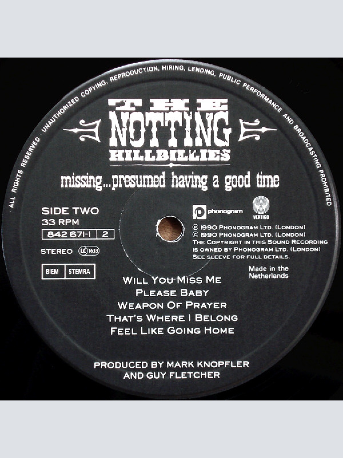 Vinyl / The Notting Hillbillies - Missing...Presumed Having A Good Time